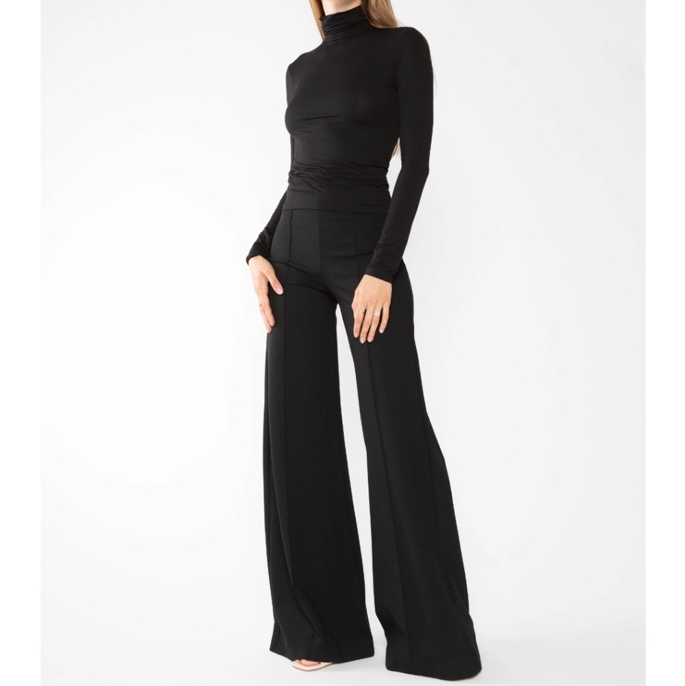 NWT RIPLEY RADER Black Ponte Knit Wide Leg Pant